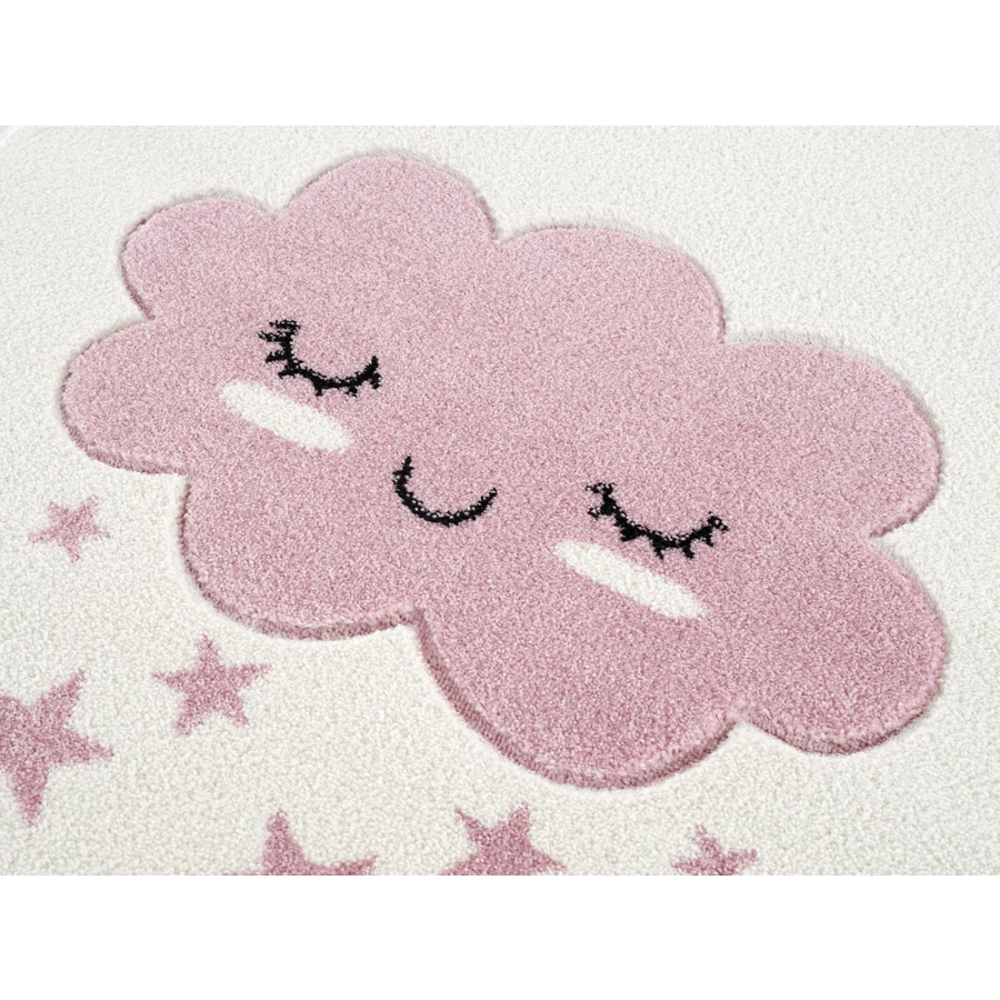 LIVONE Kinderteppich Kids love Rugs WOLKE Rund cremerosa