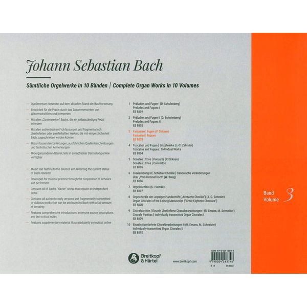 Breitkopf & Härtel Bach Sämtliche Orgelwerke 3