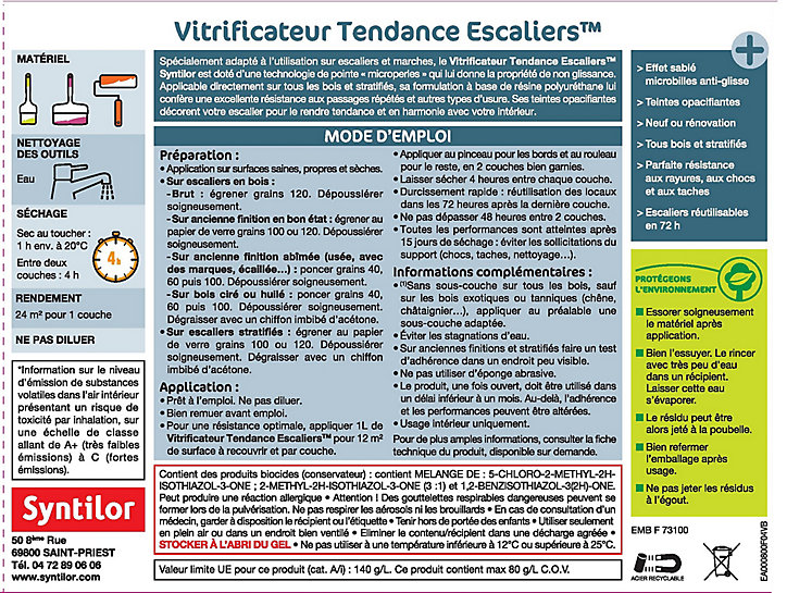 Vitrificateur escalier Syntilor Gris souris satin 2L