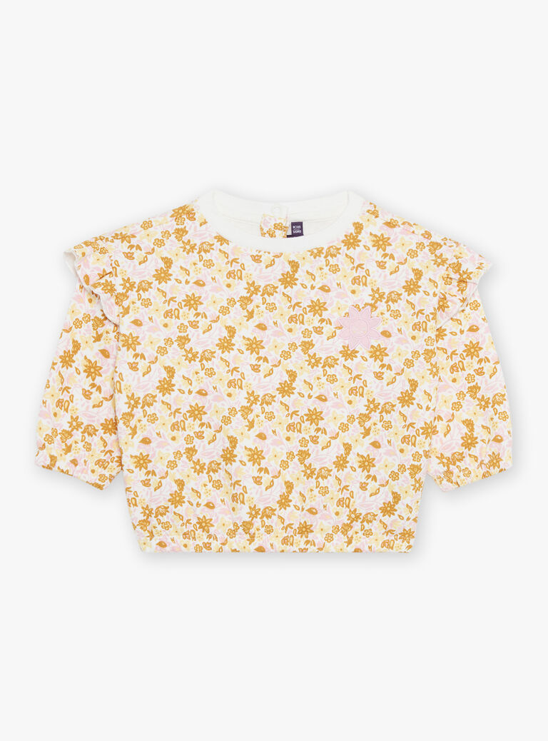 Haut de jogging écru à fleurs