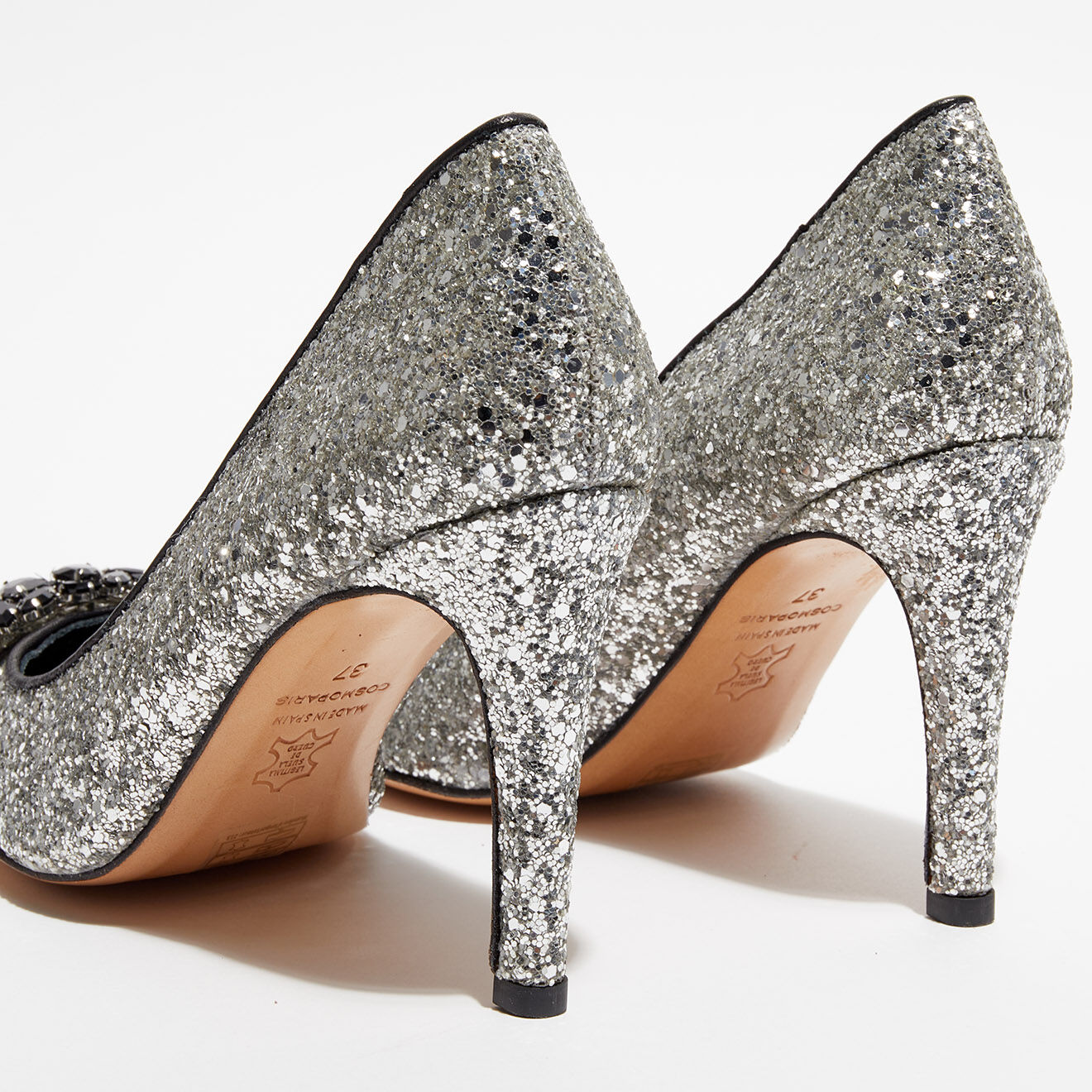 Cosmoparis Escarpins Manifik à paillettes argentés - Talon 9 cm