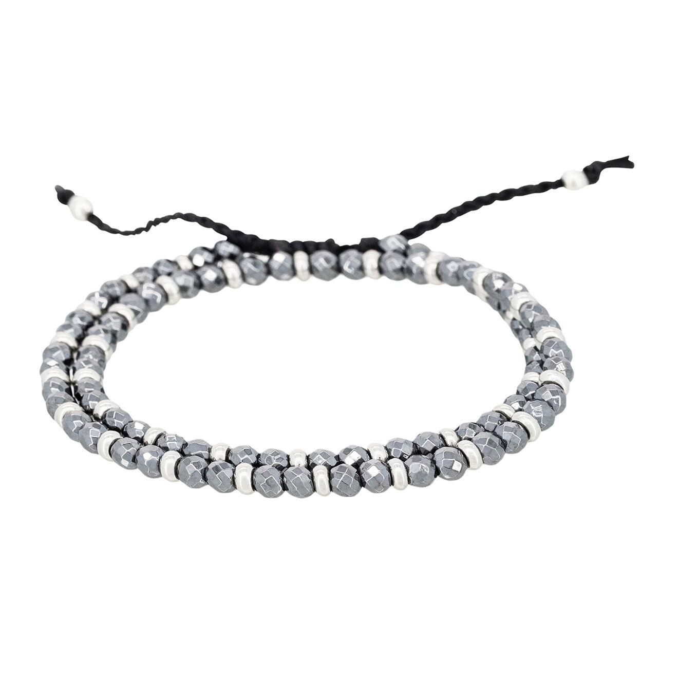 Jacobson Bracelet Henry en Cordon ciré, Acier & Hématite