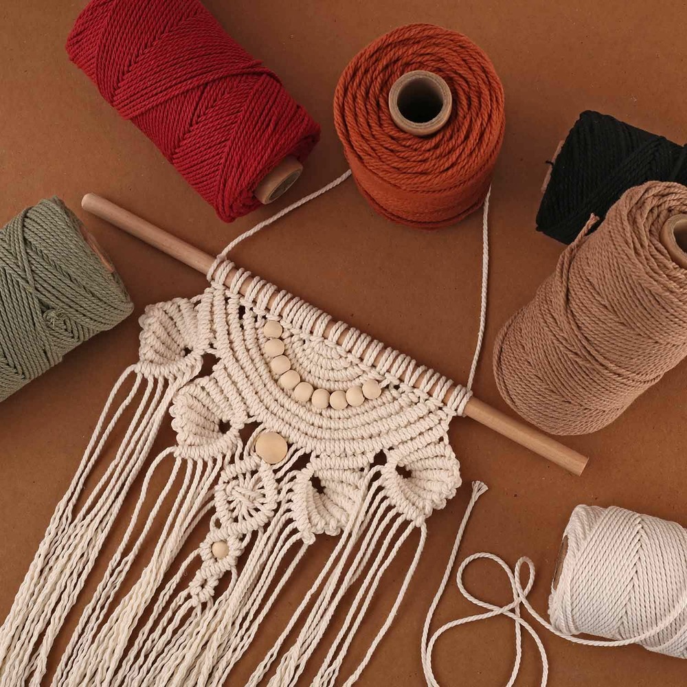 Coton cablé recyclé rouge 100 m x 2 mm