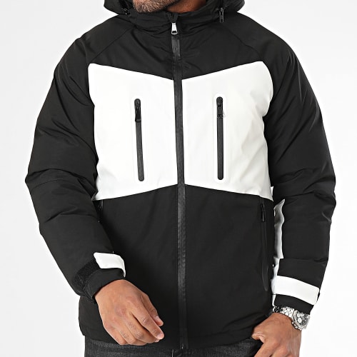 Veste Zippée Capuche Noir Blanc