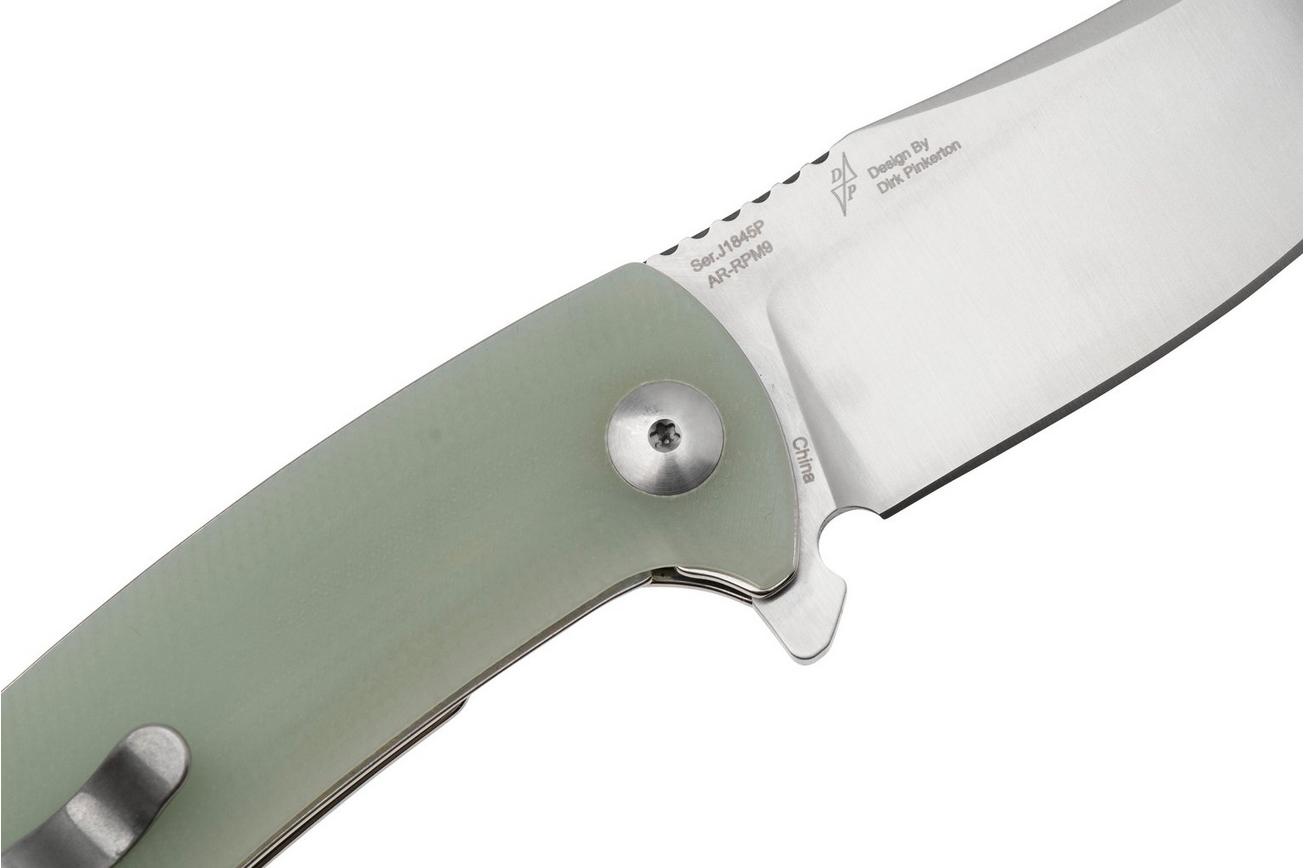 Artisan Cutlery Arroyo 1845P-NTG, Sand Polished AR-RPM9, Nature Green G10 zakmes