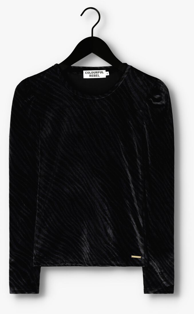 COLOURFUL REBEL blauwe colourful rebel  joss zebra velvet gathered top