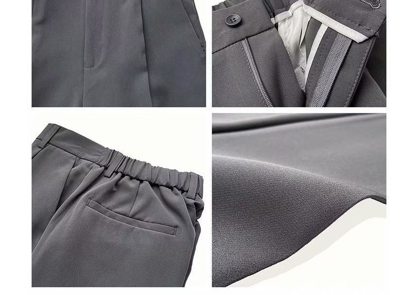Blueforce - Mid Rise Plain Cropped Tapered Dress Pants