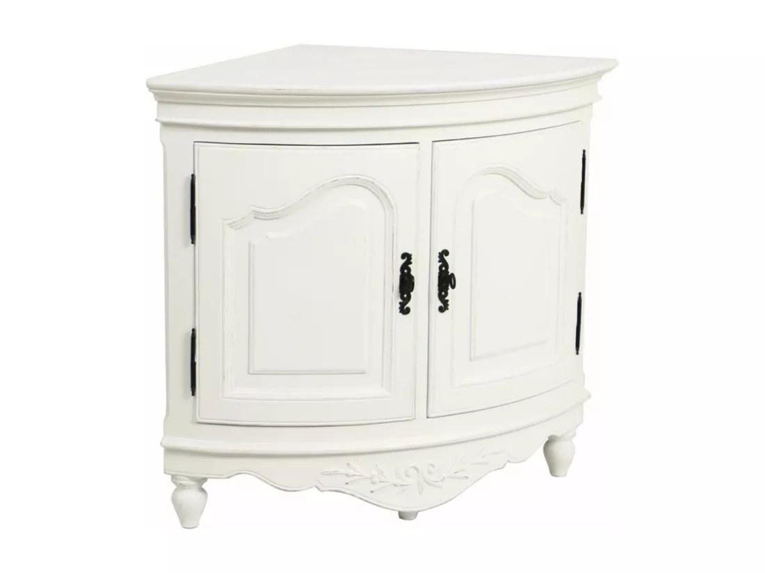 Encoignure Basse Bois-MDF Blanc - Romance Interior's