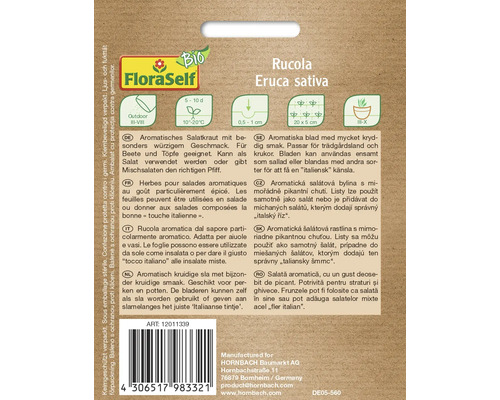 Biologische rucola, rucola, FloraSelf biologische groentezaden, slazaden, zaadvaste zaden
