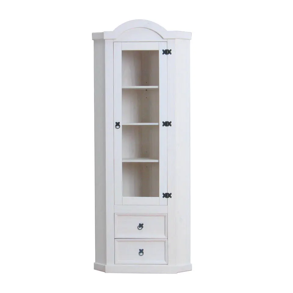 Hioshop New Mexico hoekkast vitrine wit grenen