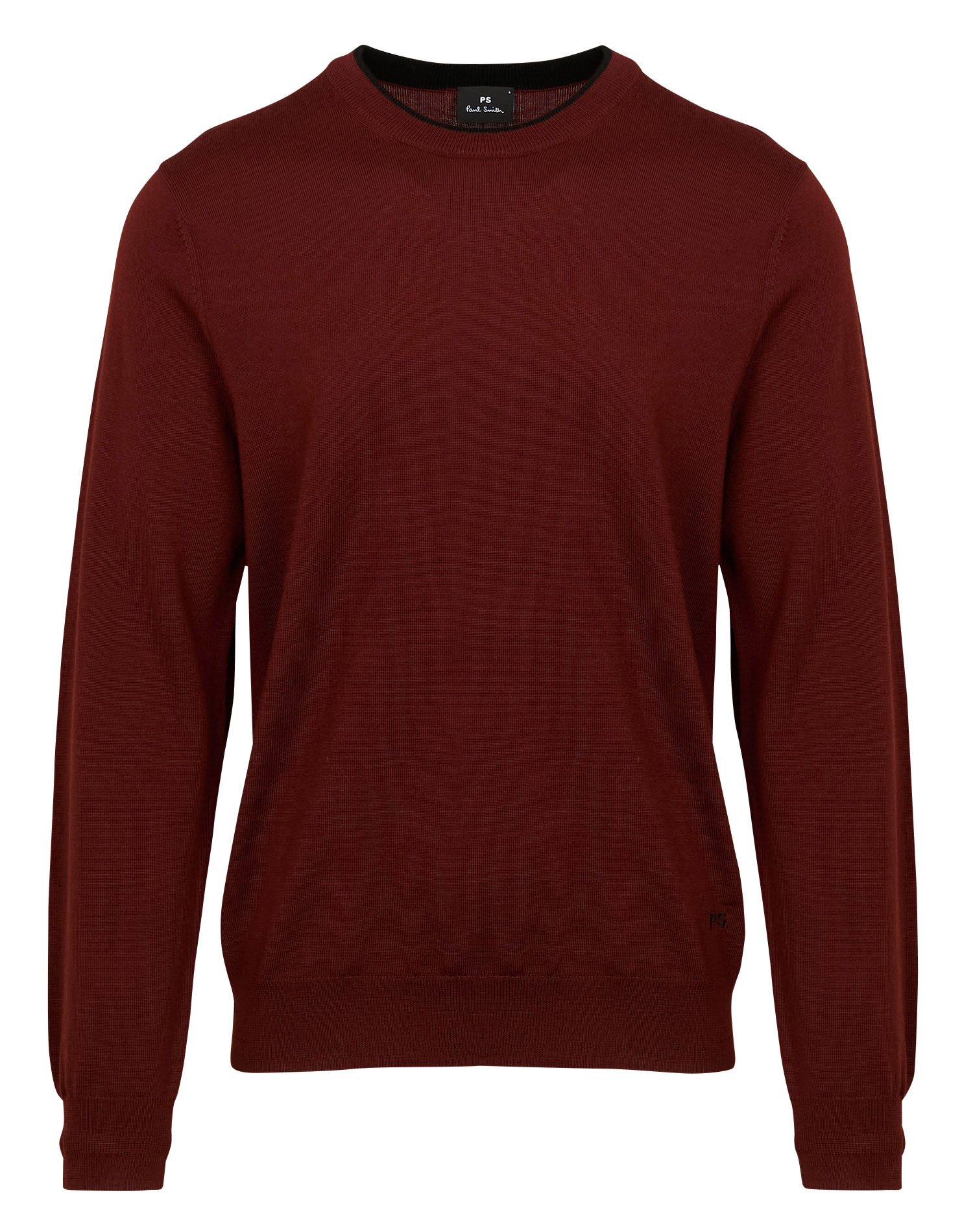 Pull regular col rond en laine| Rouge
