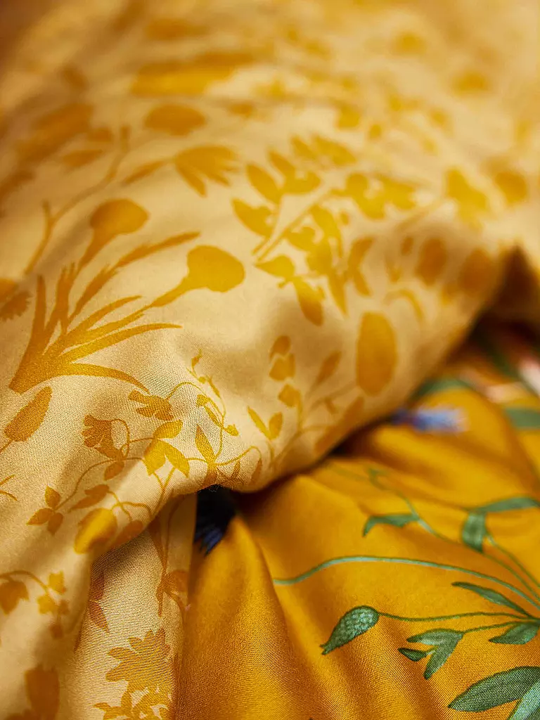 ESSENZA Satin-Bettwäsche MARIGOLD 70x90cm/140x200cm Flower Ochre gold