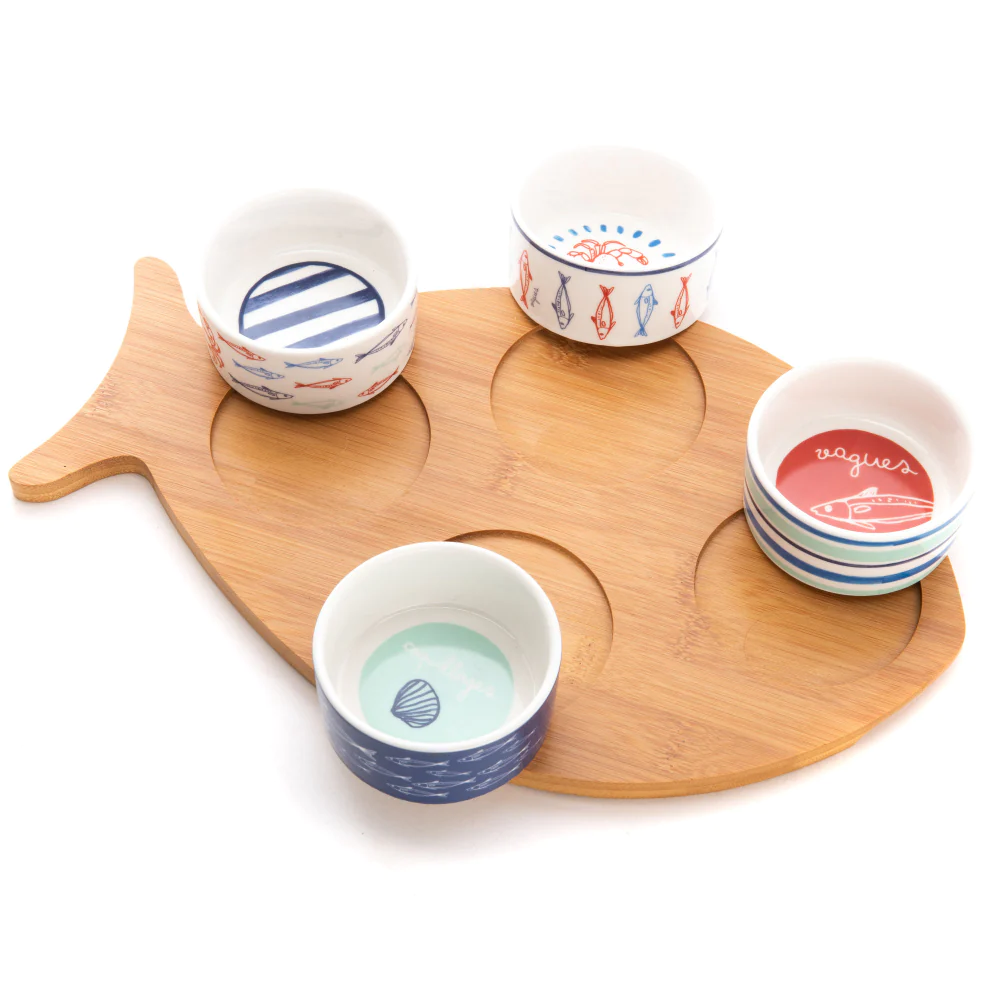 Plateau poisson et ses 4 bols Ariel Amadeus
