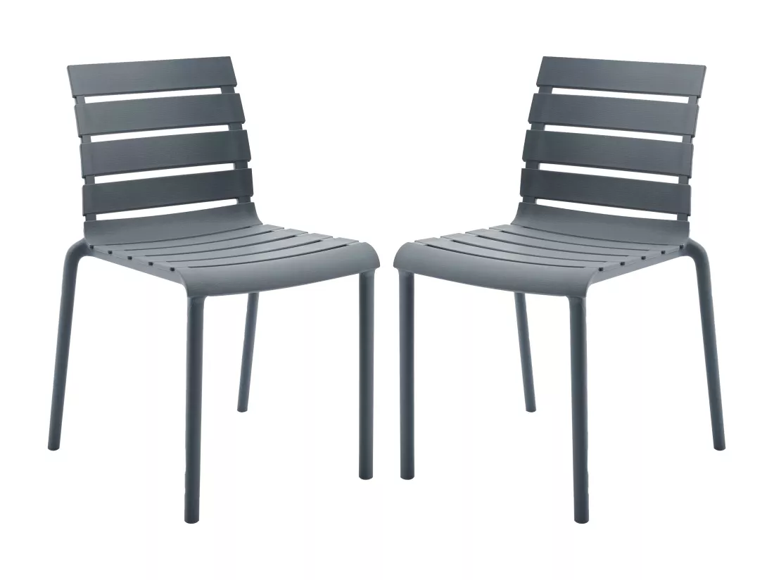 Lot de 2 chaises de jardin empilables en polypropylène - Anthracite - PANDJI de MYLIA