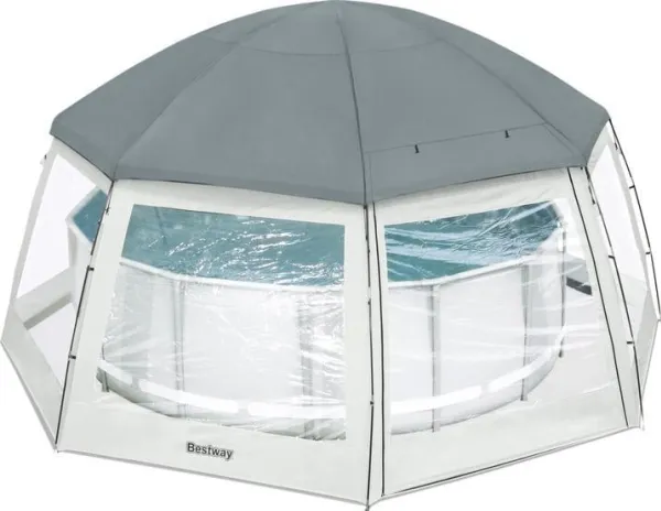 Bestway 58612, Kuppel til swimmingpool, Pool over jorden, Rund, Grå, Transparent, Hvid, PVC, Polyester, 2 dør(e)