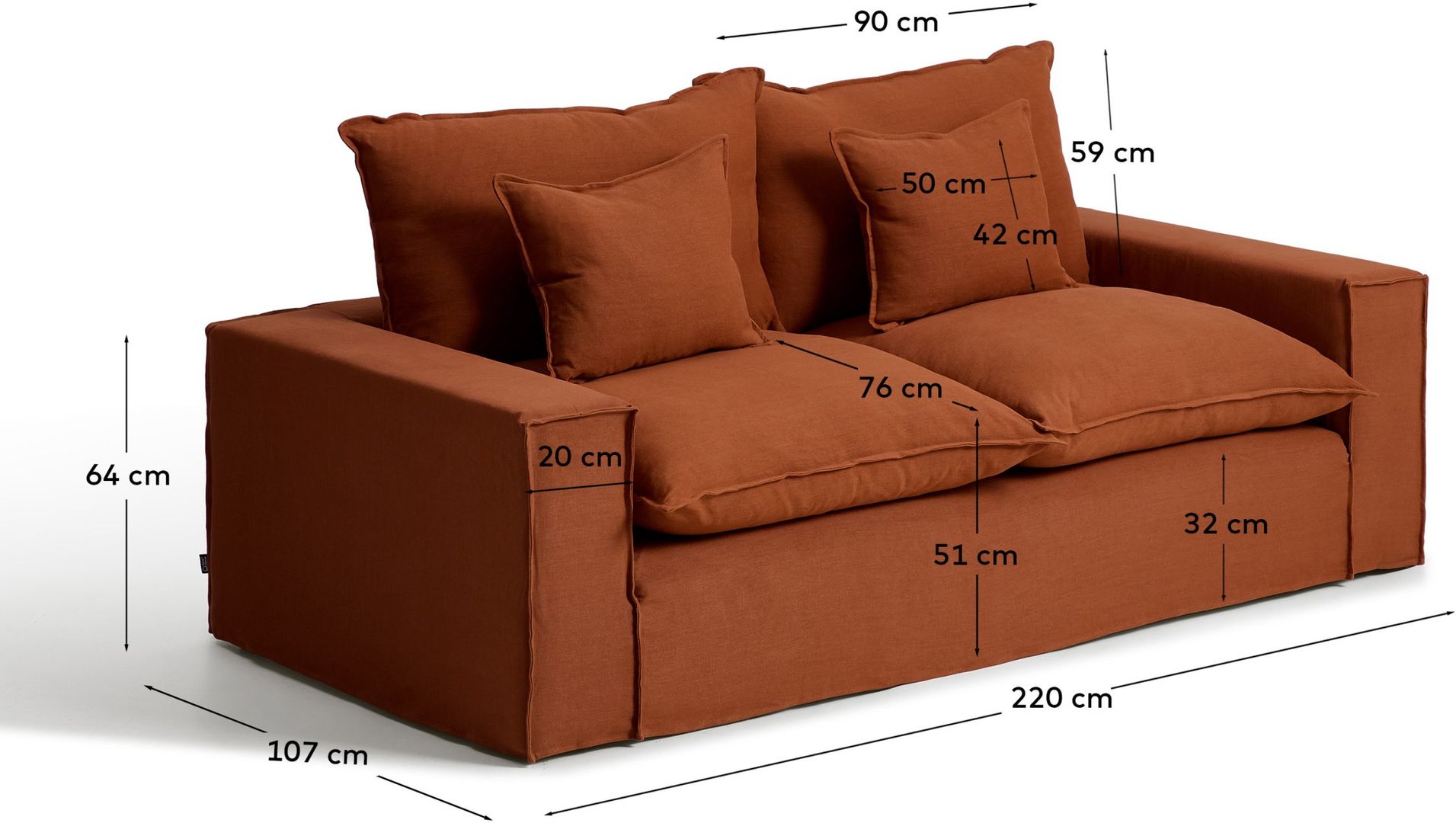 Kave Home Anarela Terracotta 2-Zitsbank