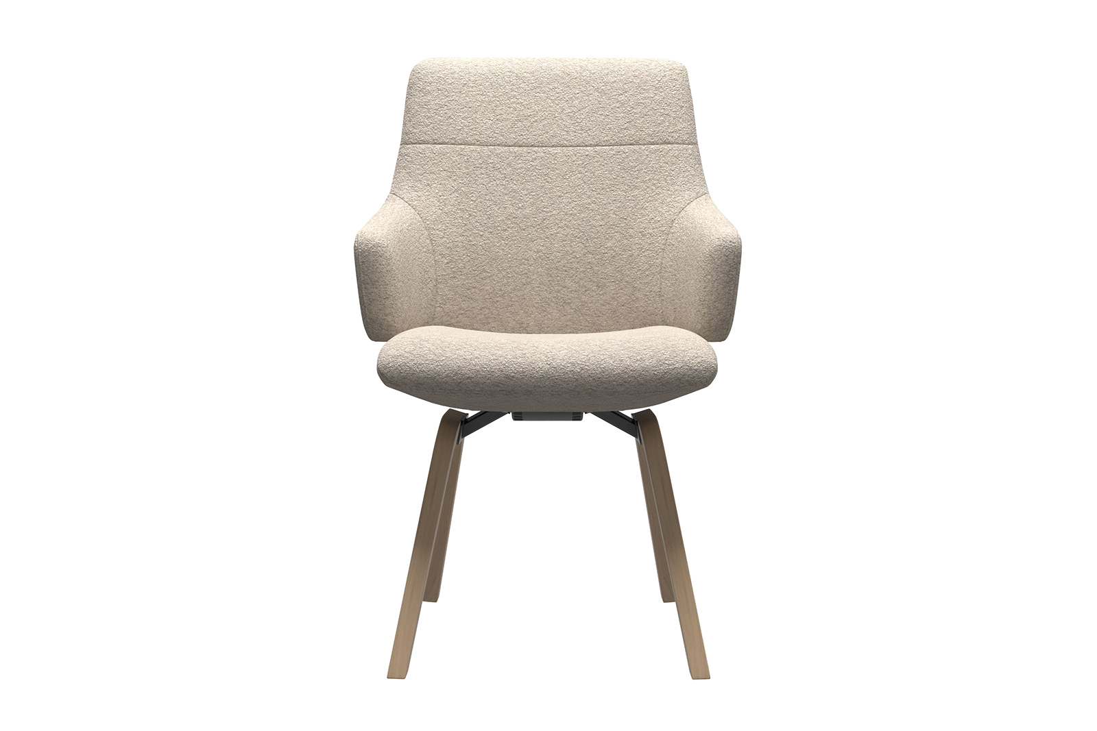 Chilli spisestol Tekstil Orchid 01 Off White. Lav rygg og armlener med natur eik D200 understell