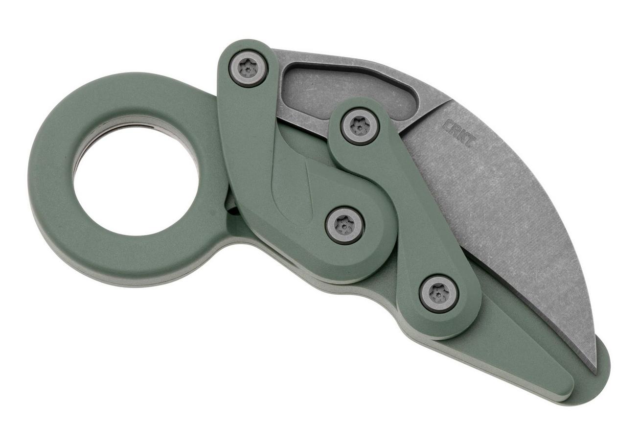 CRKT Provoke 4041GR Stonewashed AUS8, Aqua Green Grivory, Kinematic Karambit zakmes, Joe Caswell design