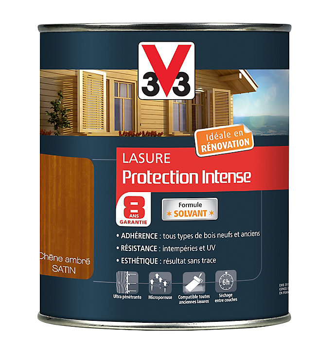 Lasure extérieure protection intense V33 chêne ambré 1L - 8 ans