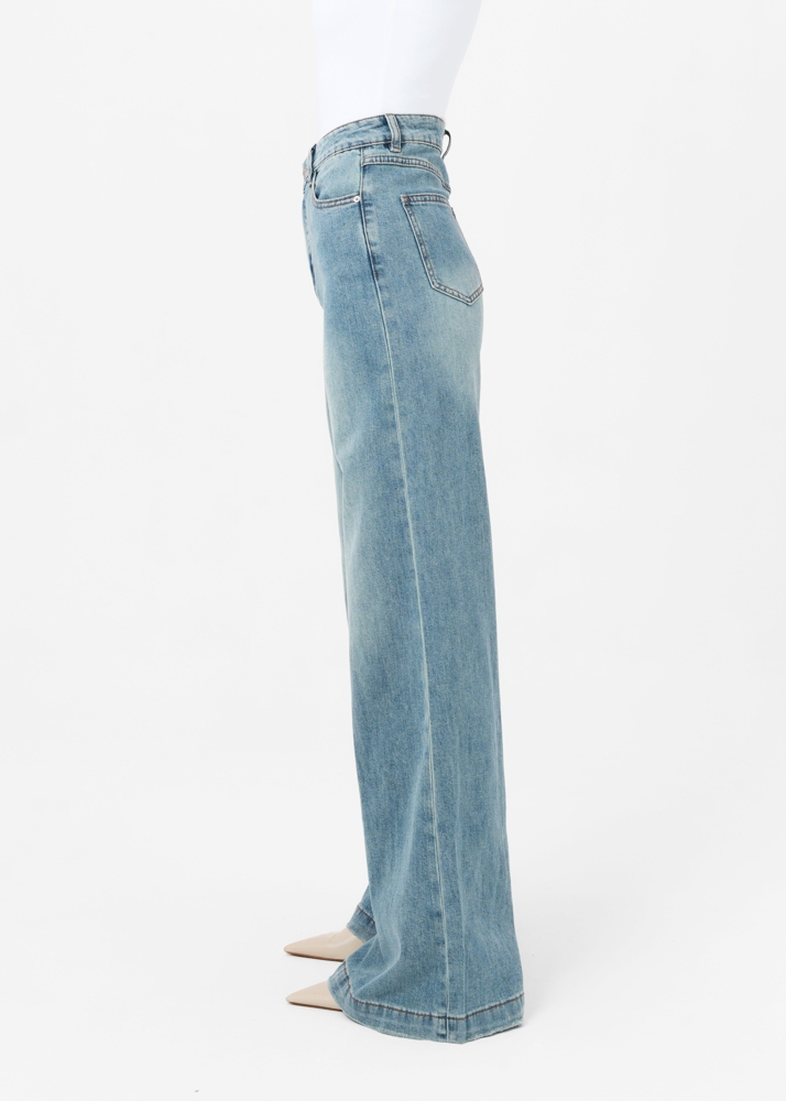Wide flared jeans smokey blauw