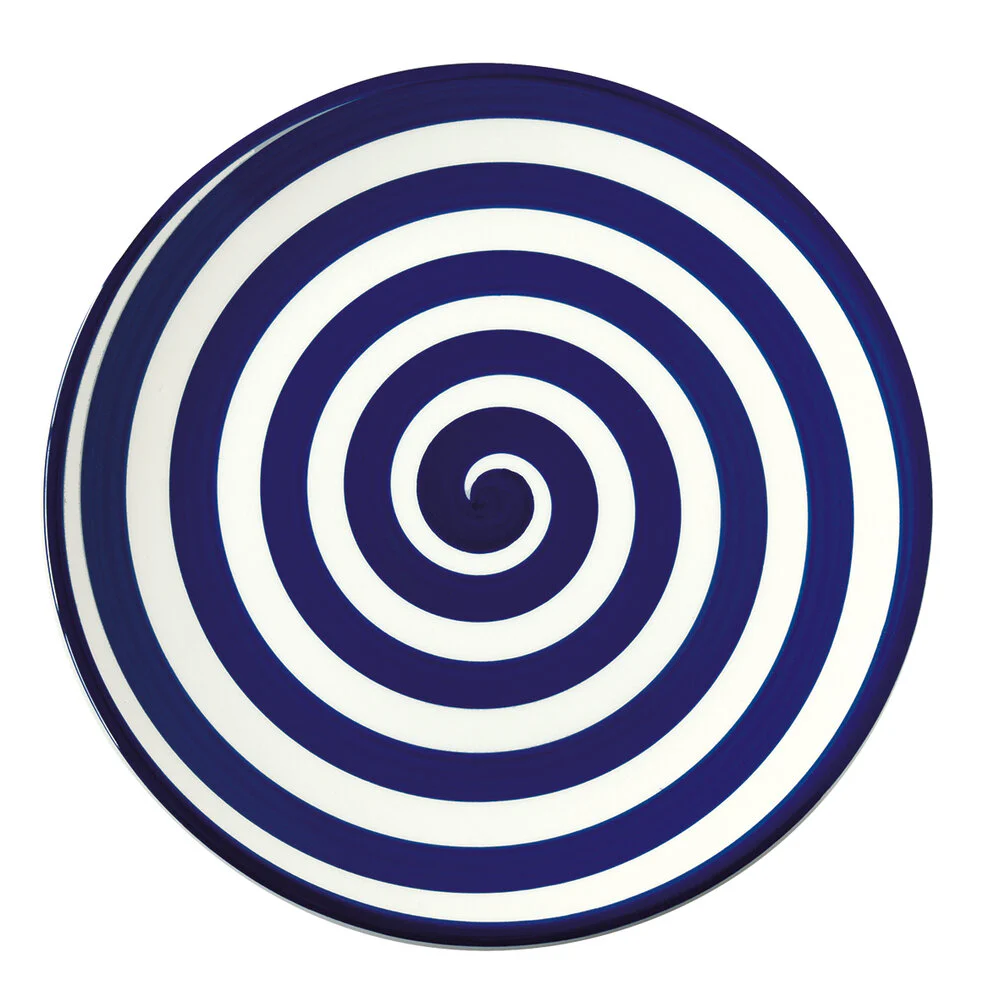 Easy Life  Håndmalet keramik frokosttallerken, Blue Spirale - Ø20,5 cm