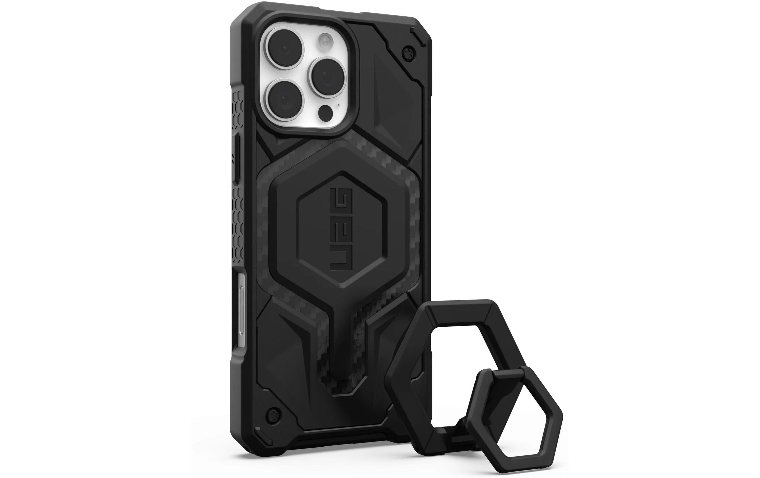 Back Cover Monarch Pro + Stand iPhone 16 Pro Max CarbonSchutzhülle + Stand für das Apple iPhone 16 Pro Max