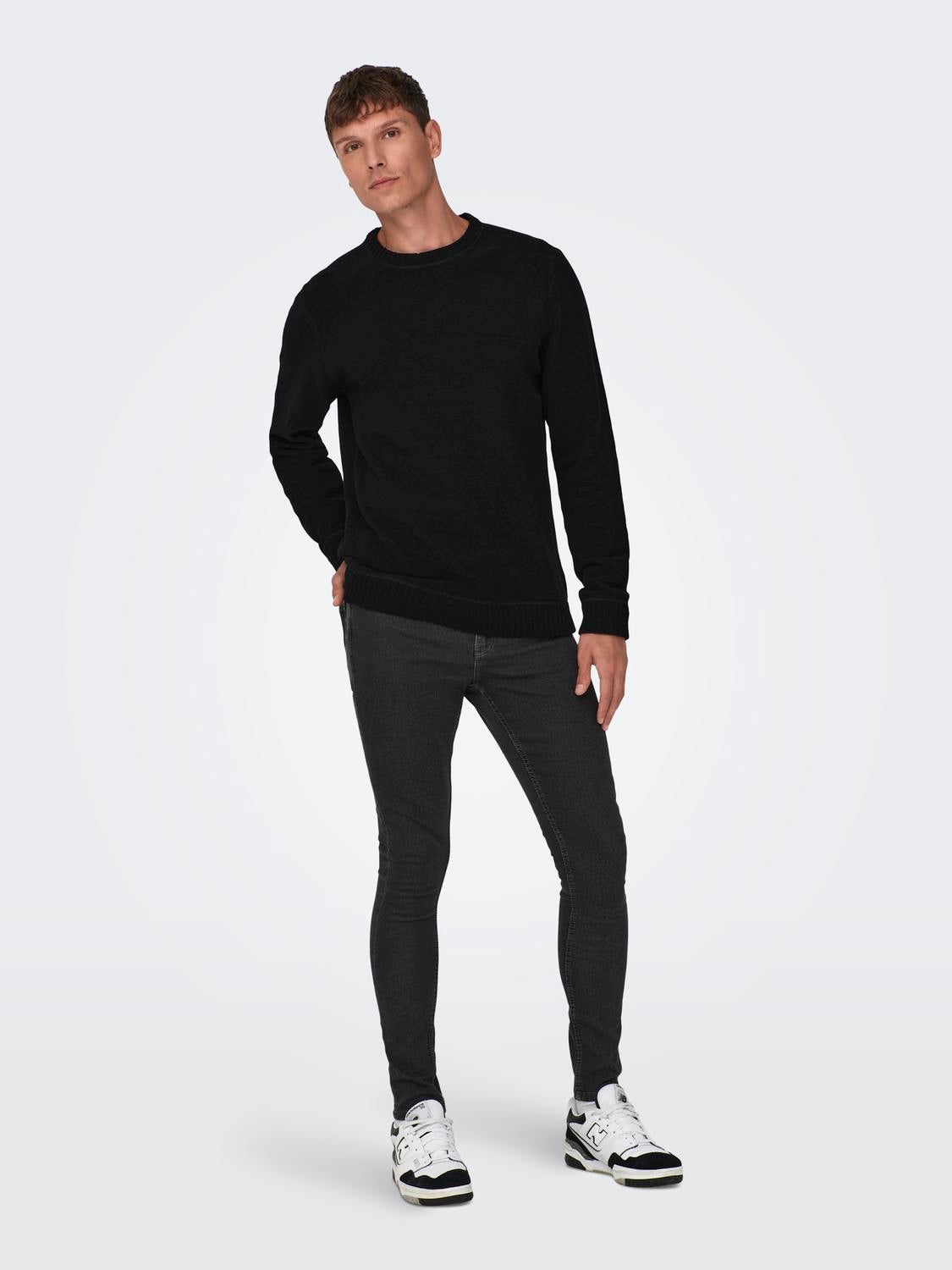 ONSFLY Mittlere Taille Spray on Fit Jeans Grey Denim