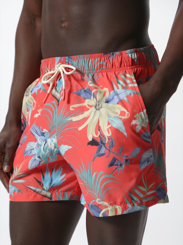 Maiô com estampa floral - Vermelho