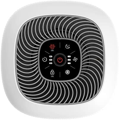 Amazon Basics   Purificateur d'air, Couvre jusqu'à 12 m², Filtres à air True HEPA et au charbon, CADR 100 m²/h, Élimine 99,97 % des allergènes (pollen, poussière, fumée), Prise européenne, Blanc : Cuisine et Maison