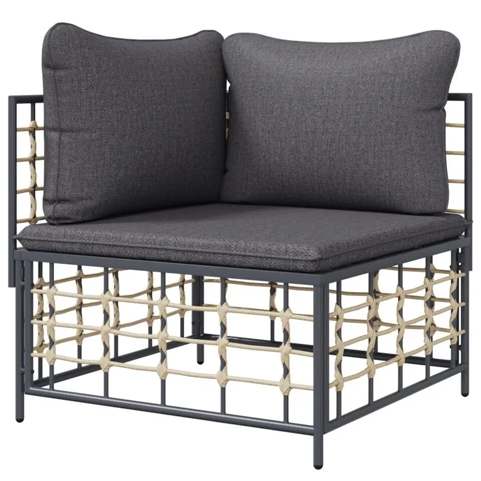 vidaXL - Tuinhoekbank - Antraciet - Poly rattan - Met kussens