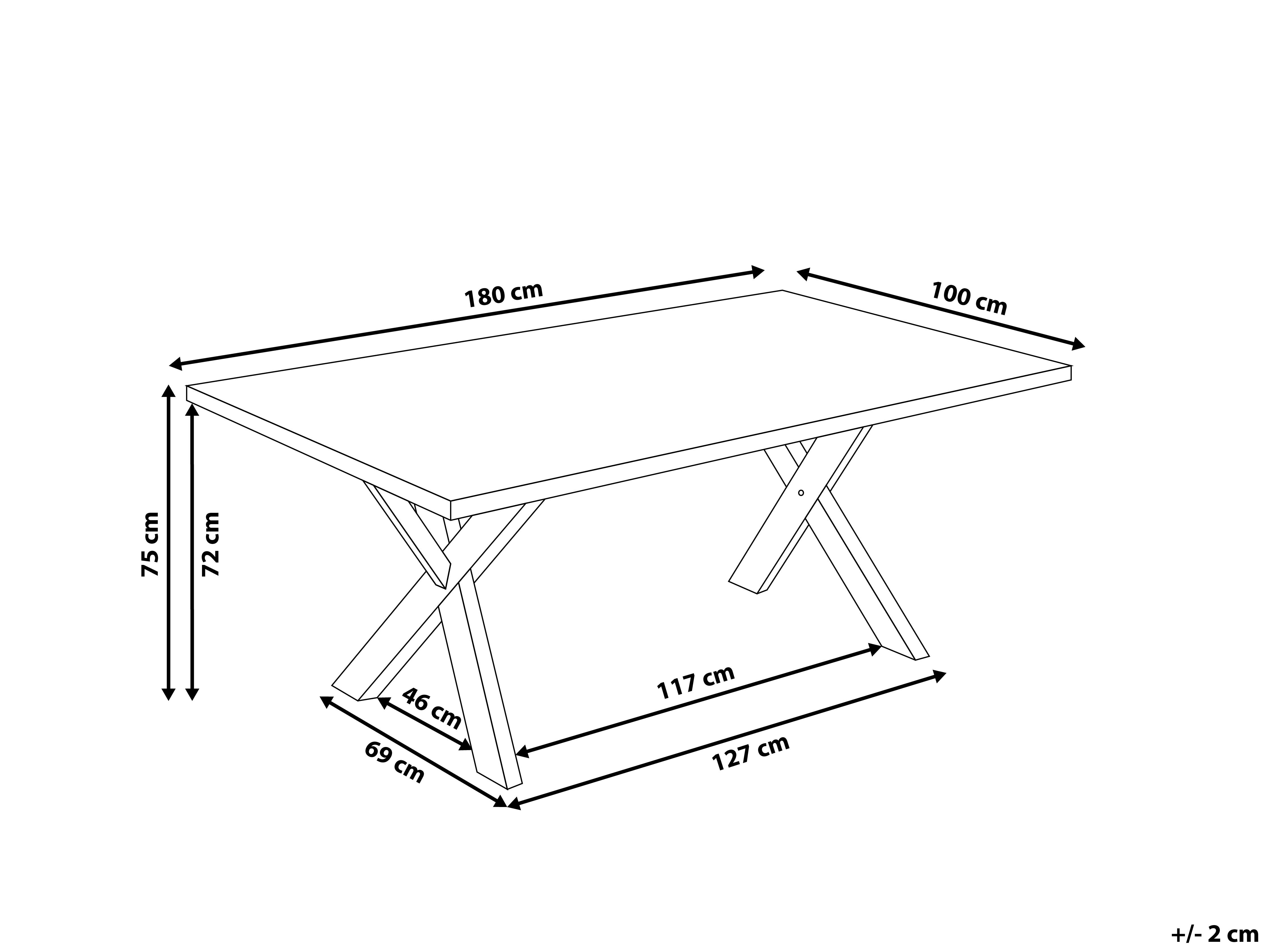 Eettafel LISALA Zwart 100 cm 180 cm