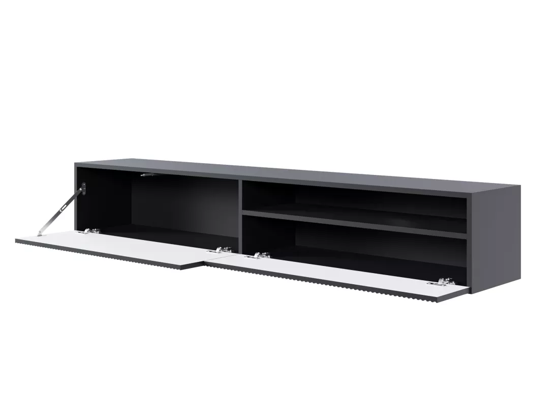 Meuble TV - 175 cm - suspendue avec niche - noir - VELDIO