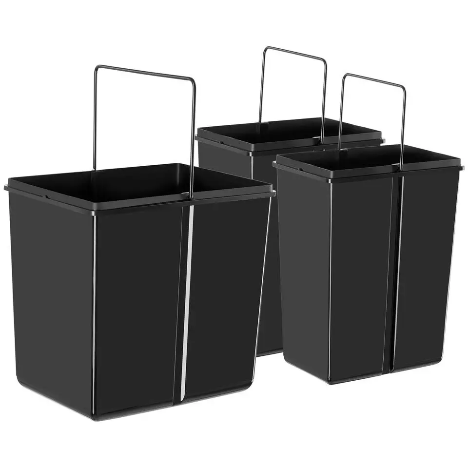 tectake Inbouw prullenbak Ashlyn, 3-voudige scheiding, 31L, telescooprails