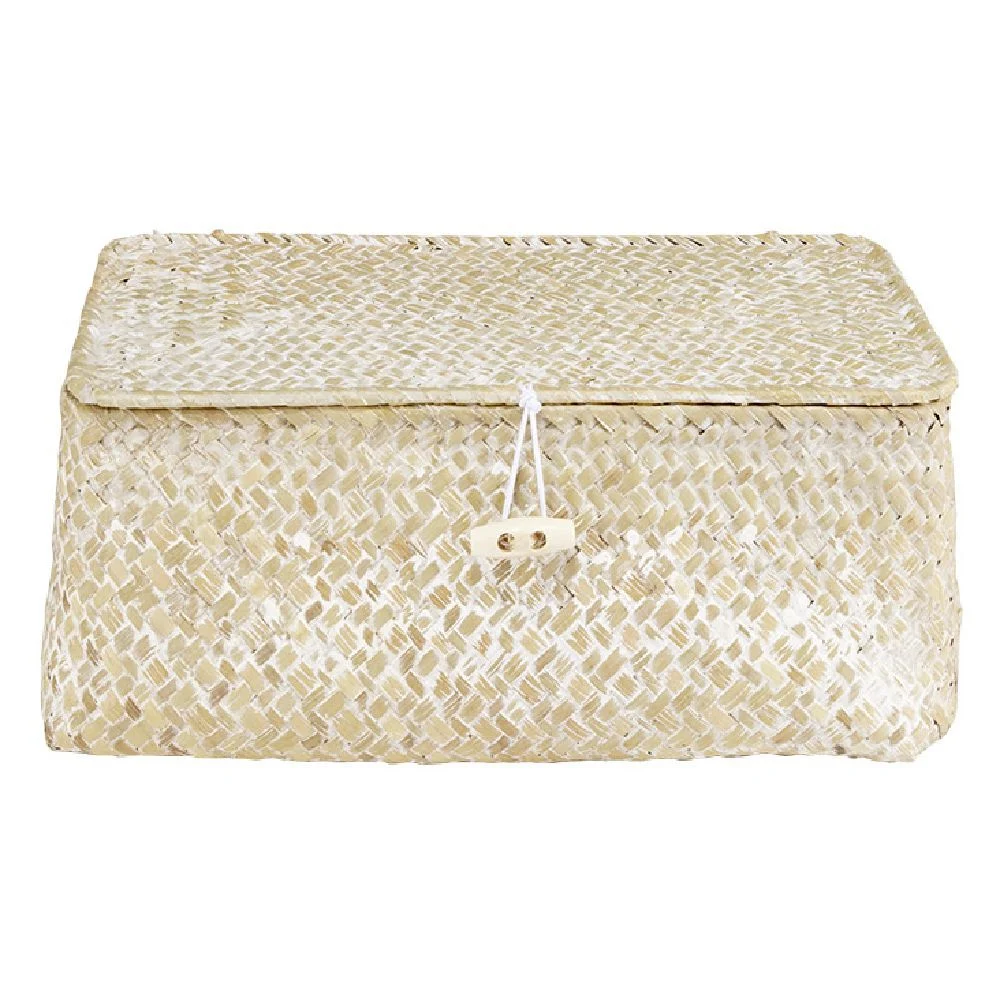 Boîte déco jonc de mer beige 26x16xH10 cm