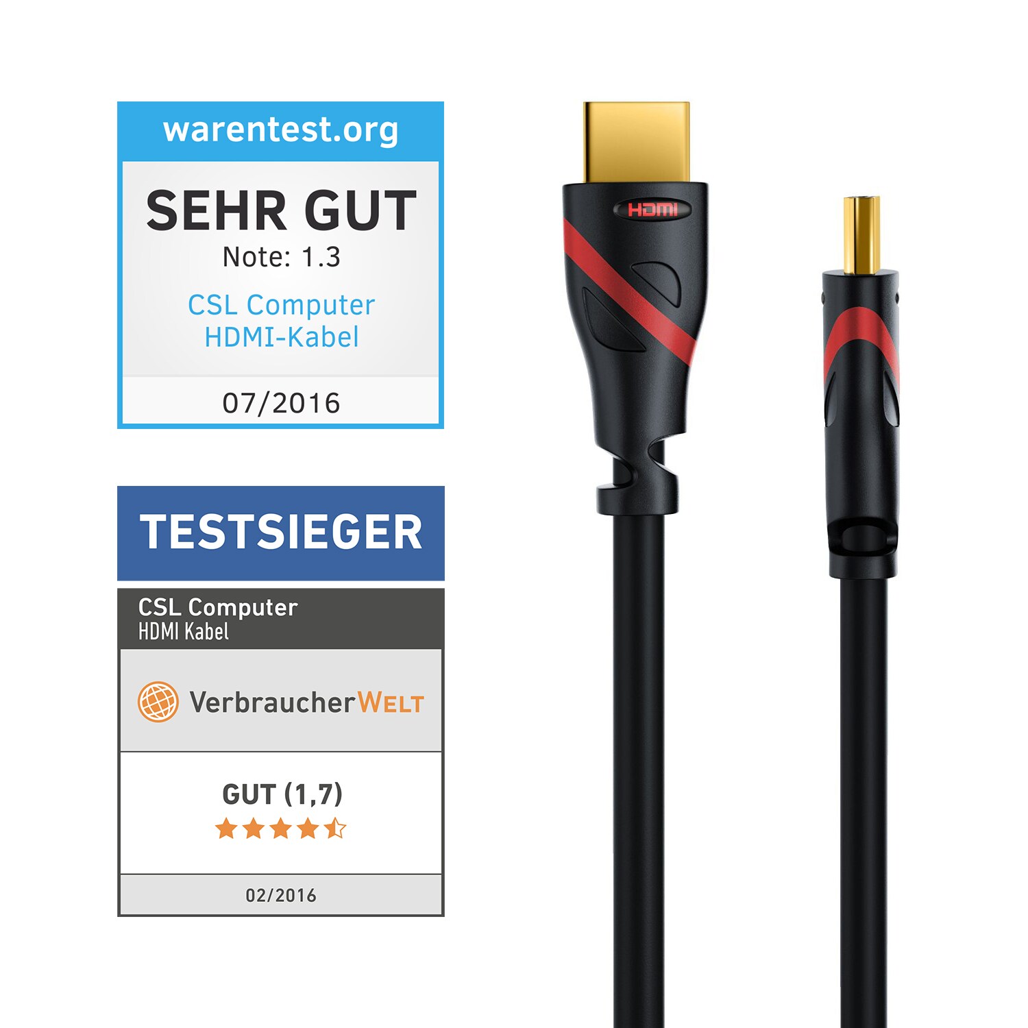 CSL 8k HDMI Kabel 2.1, 4K Ultra HD, UHD, Full HD, 3D, ARC, High Speed mit Ethernet, HDMI Typ A - 4m