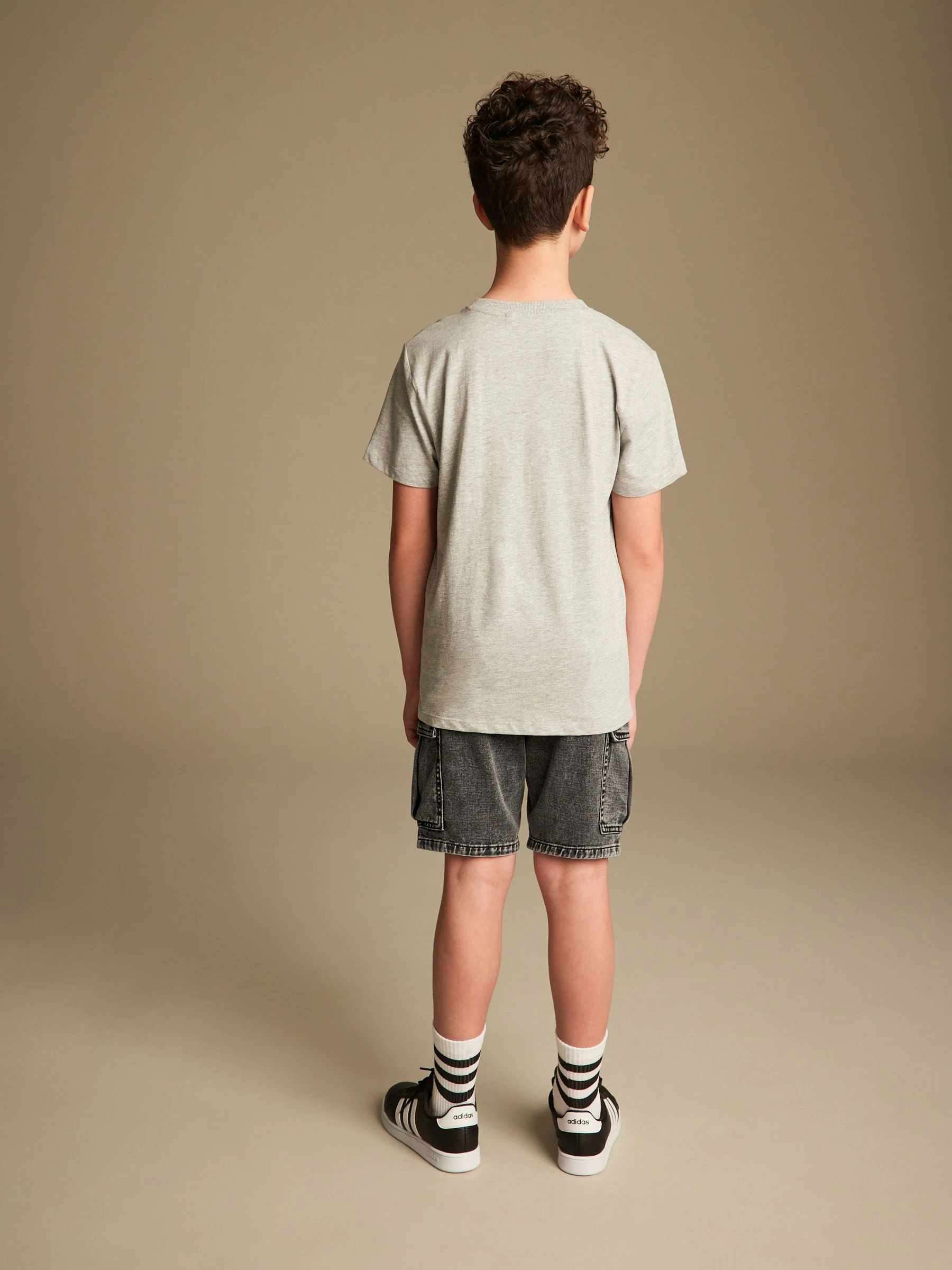 Grijs - Denim cargoshort (3-16 jr)