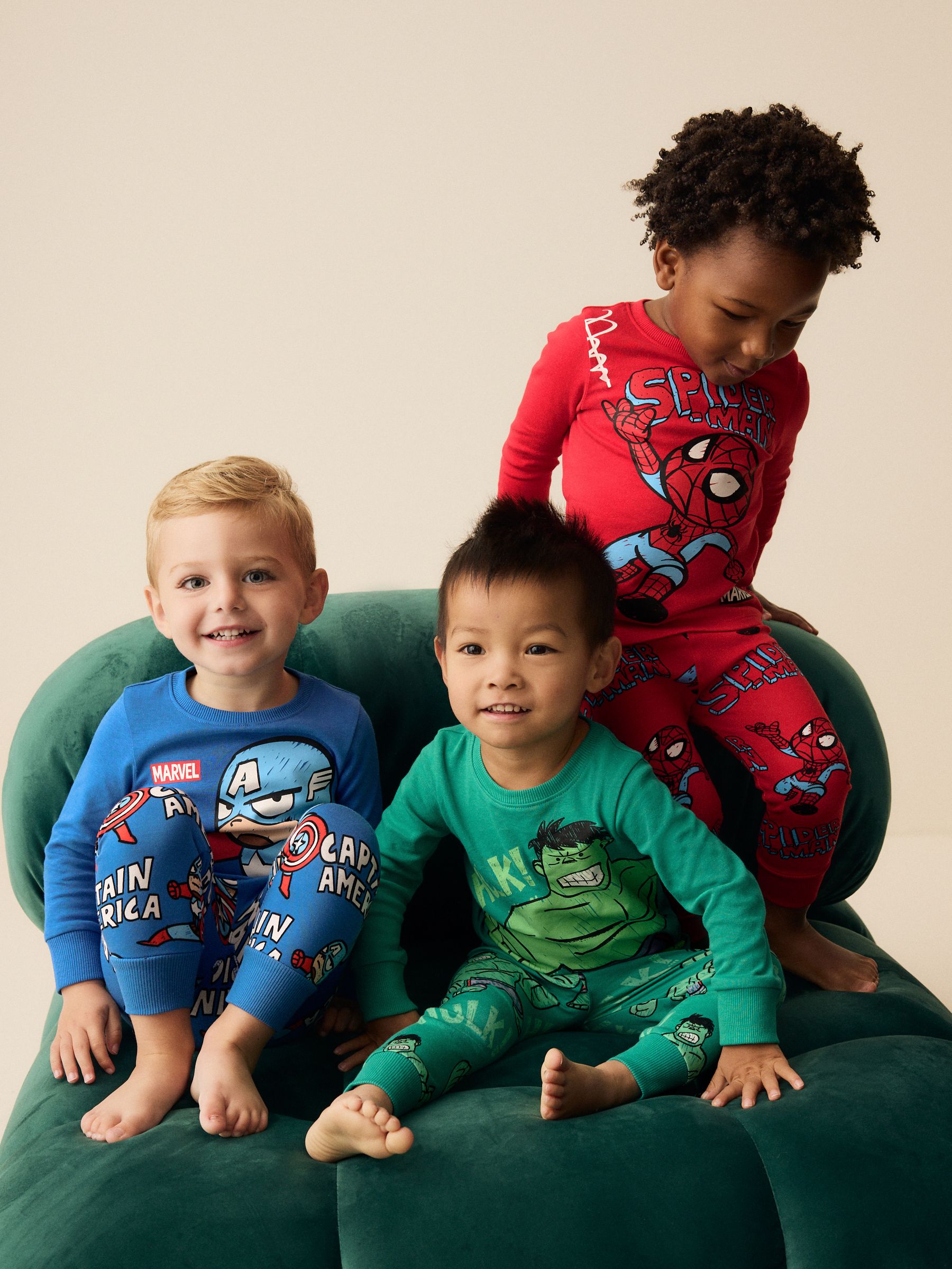 Marvel Rood/groen/blauw - Verpakking van 3 knusse pyjama's (9 mnd-8 jr)