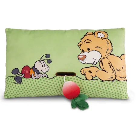 NICI Kissen Bär Mielo mit 2-D Radieschen 43x25cm GREEN