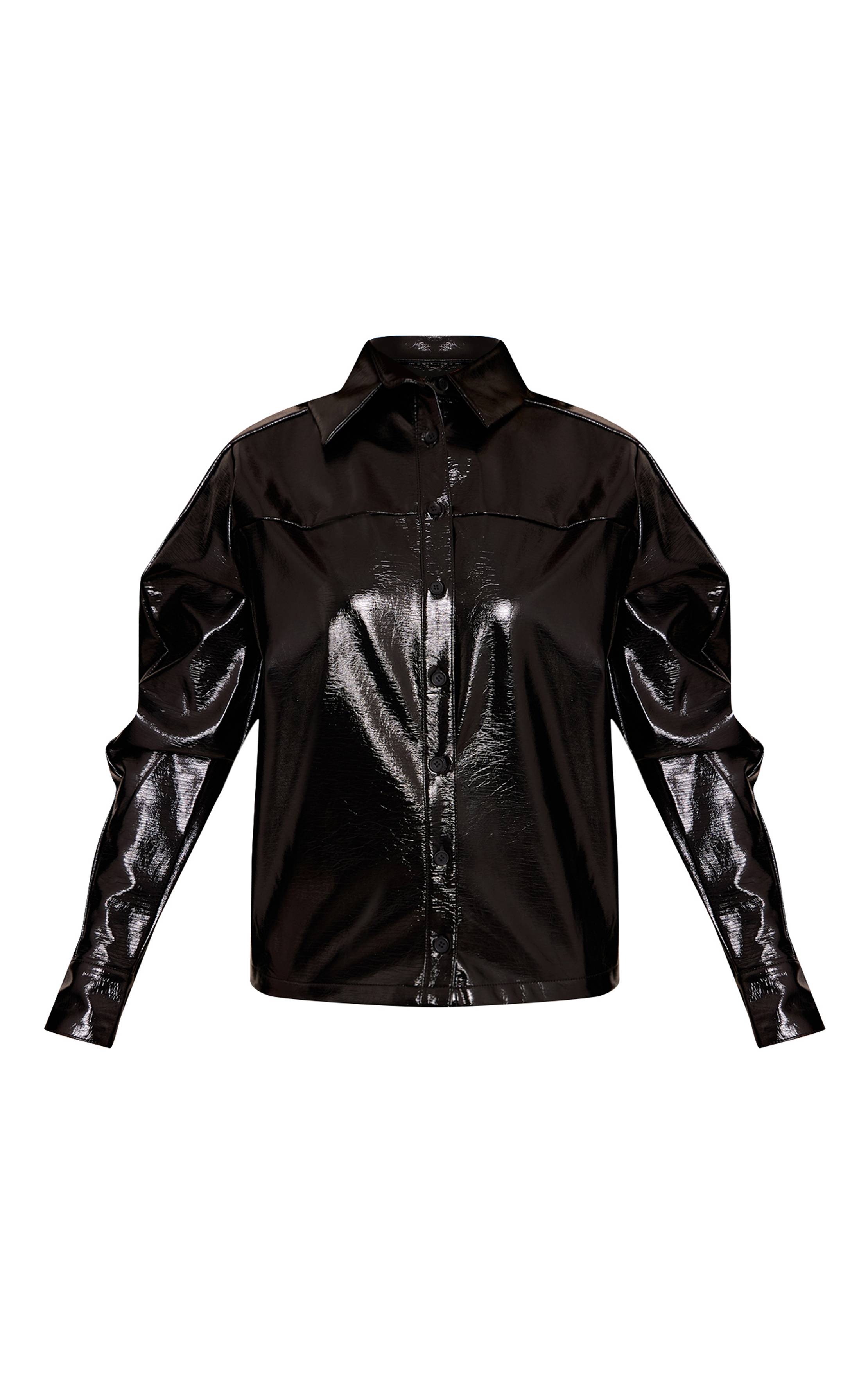 Noir Chemise Oversize En Synthétiquecuir