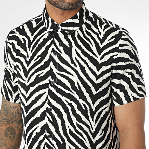 Chemise Manches Courtes Noir Blanc