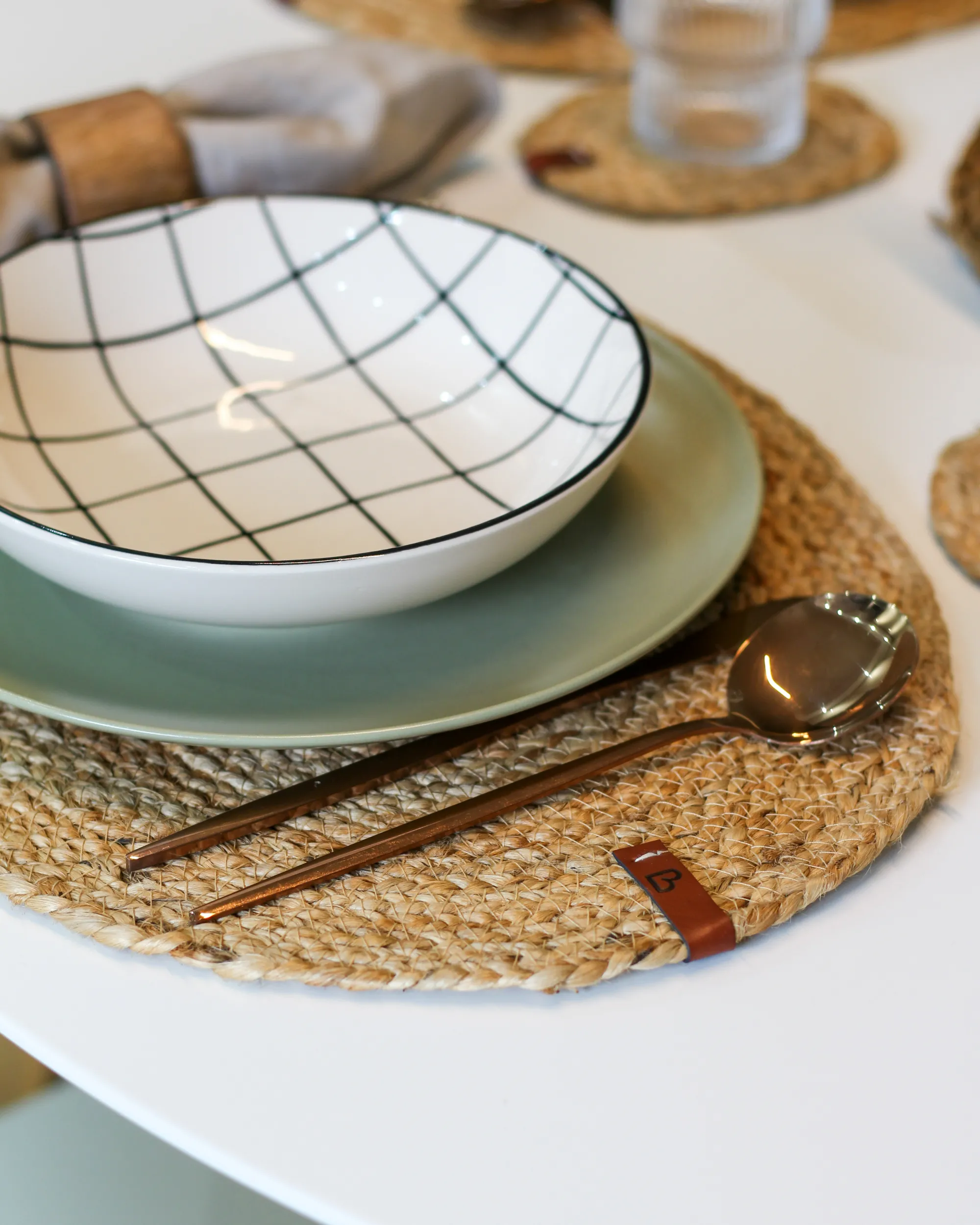 Placemats en onderzetters set BUSHYLARK Natuurlijk Jute