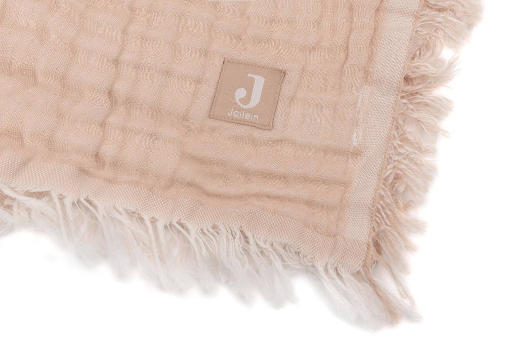 leidkantdeken 120x120cm Fringe Moonstone/Ivory