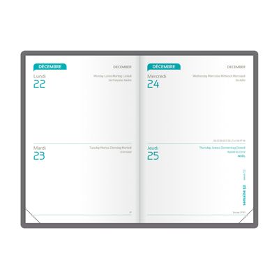 Agenda Oxford Flowers - 2 jours par page - 7,4 x 11 cm - disponible dans différentes couleurs - Hamelin
