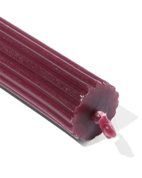 bougie longue Ø 2x24 striée rouge foncé