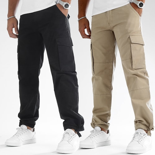 Lot De 2 Pantalons Cargo Large 2989 2975 Noir Beige