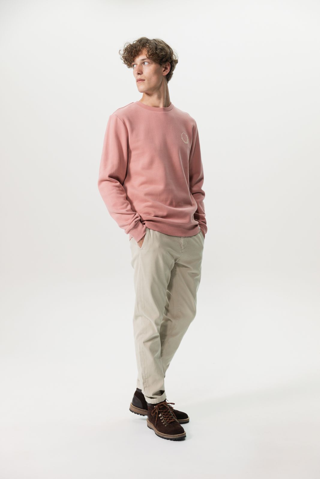 Licht beige katoenen twill chino