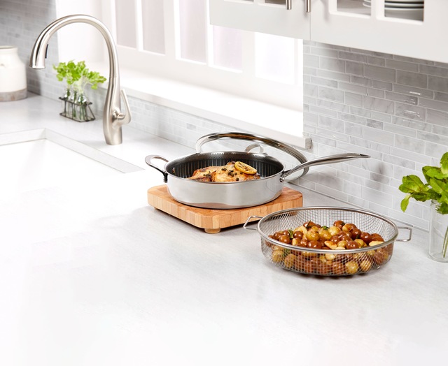 MediaShop Bratpfanne »Titan Pan« Edelstahl Set, 4 Stk. tlg. Edelstahlmatrix+diamantver. Anti-Haft-Versiegelung, Ø24 cm, Induktion