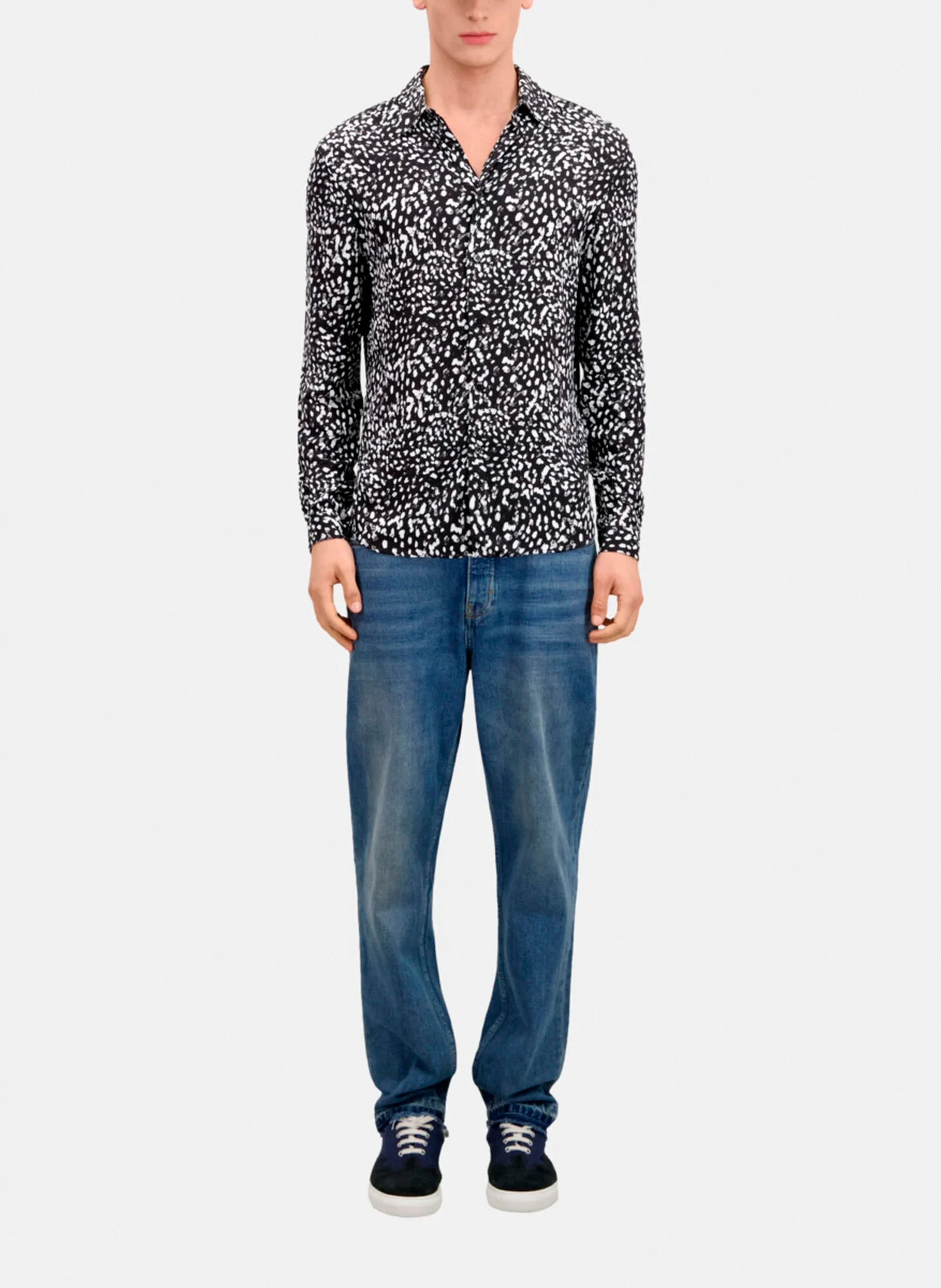 Chemise fluide regular-fit imprimée| Noir