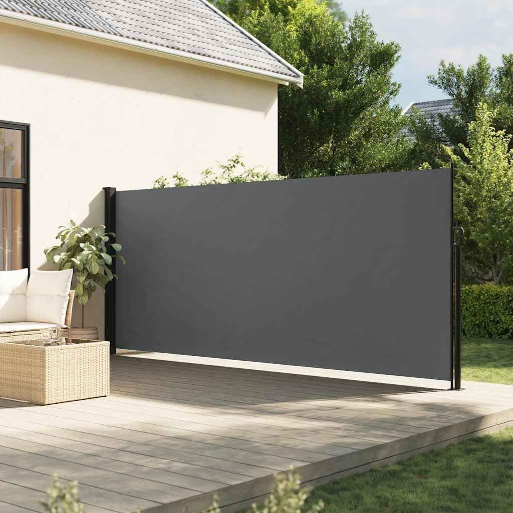 vidaXL Seitenmarkise, Wandmarkise mit PU-Beschichtung, Sichtschutz für Balkon Terrasse Garten, Windschutz Markise, Ausziehbar Anthrazit Polyester