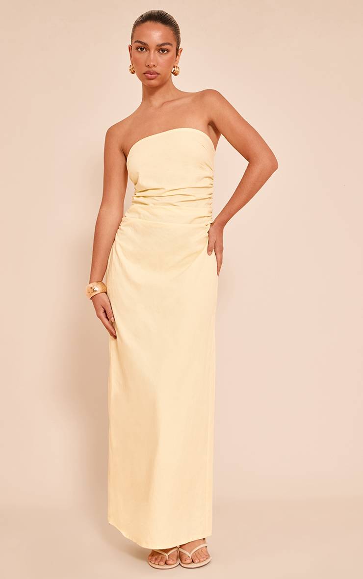 Citron Robe Mi-longue Bandeau Froncée